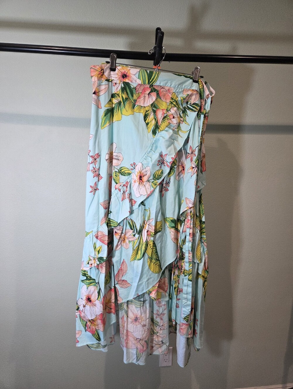 New York Company Strech Floral Wrap Maxi Skirt Boho Botanical Womans Size XL